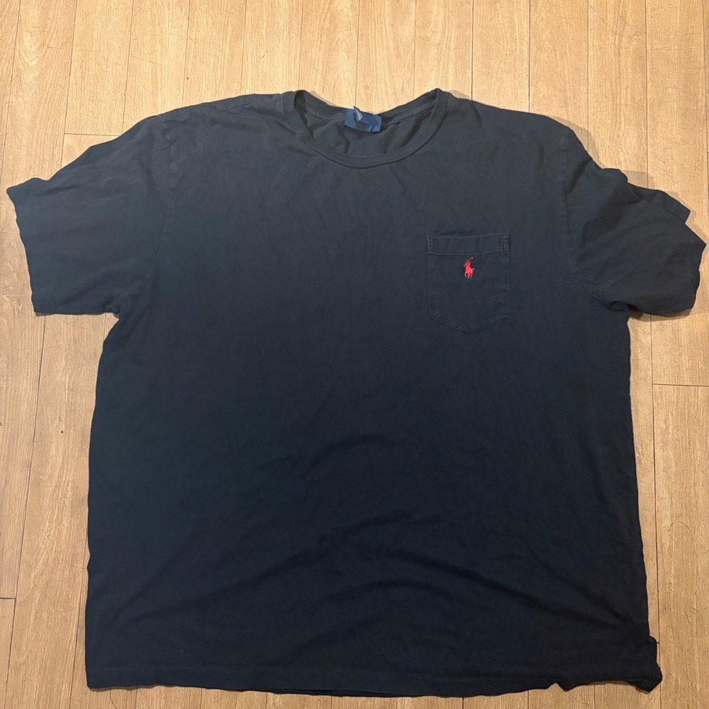 Polo Ralph Lauren Mens XXL Black Short Sleeve Pocket T-Shirt Red Pony Cotton